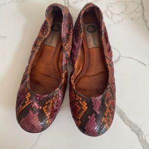 Lanvin Python Classic Ballet Slipper Flats - 37 - Red/ Maroon colors